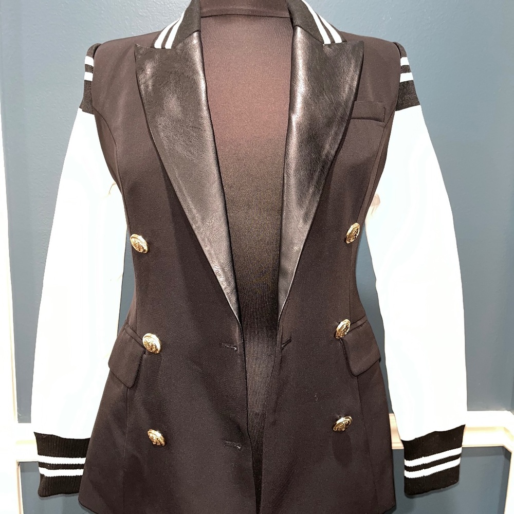 Ella Varsity Vegan Leather Jacket